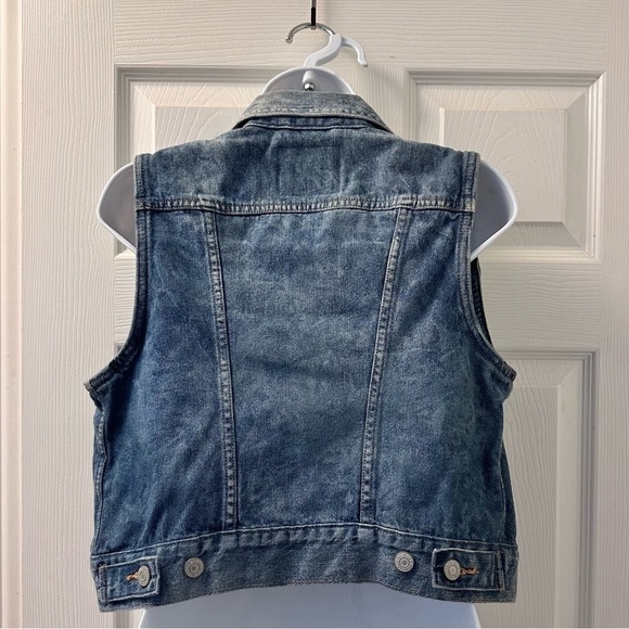 Levi's Denim Short Vest Light Wash Jean Red Tab - Picture 6 of 9